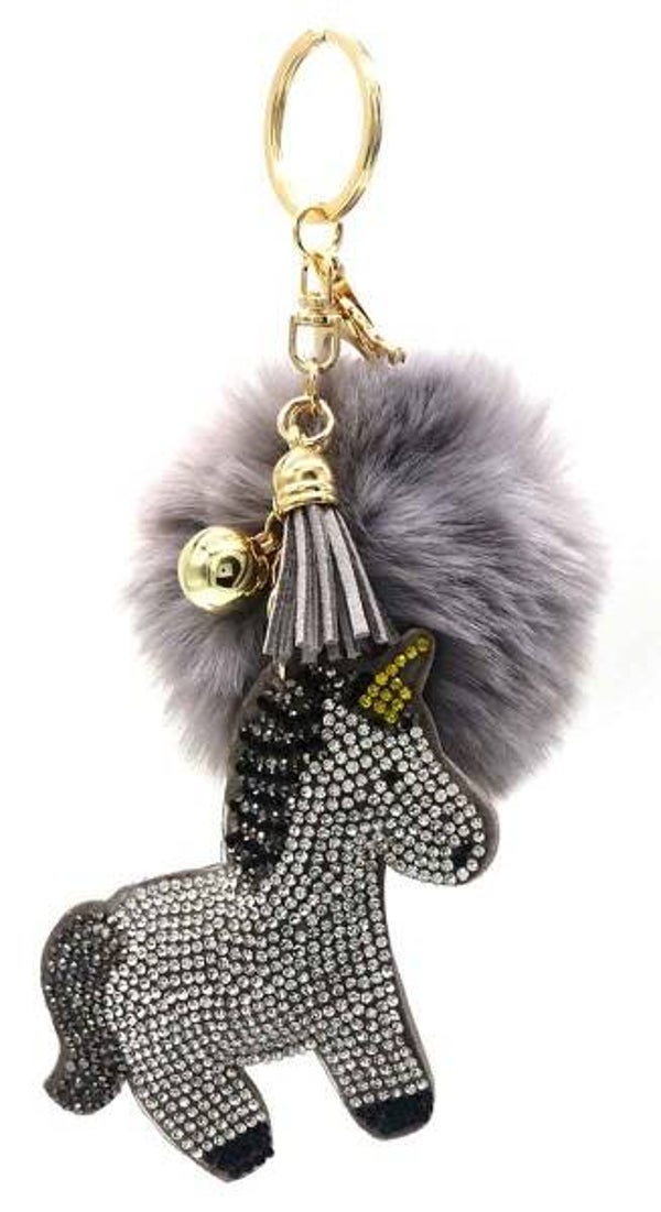 Sleutelhanger Eenhoorn - Lengte 9 cm - Grijs