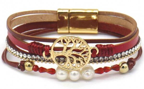 Lederen armband rood