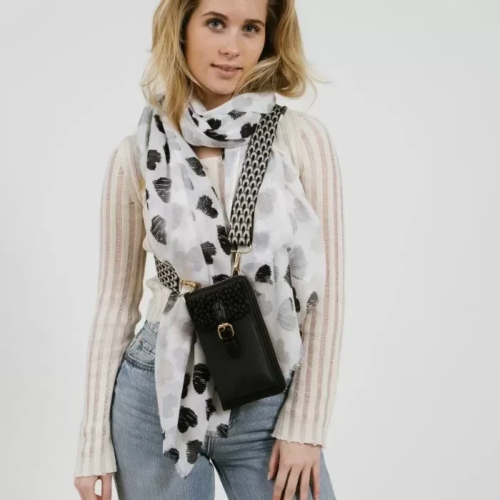 Portemonnee | met voorvak en extra schouderband | Gesp Cheetah | Zwart