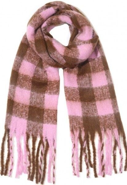 Wintersjaal roze/bruin