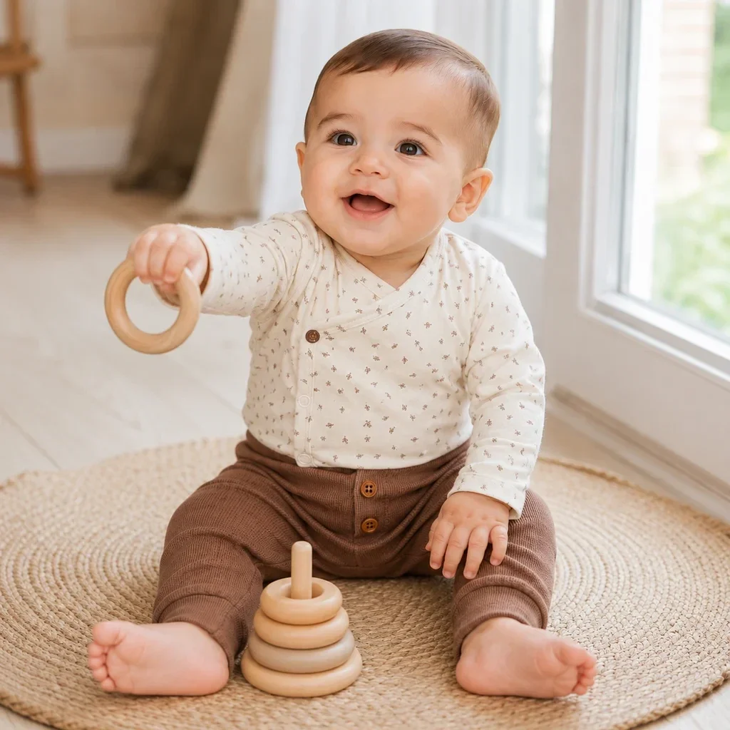 Dirkje unisex baby bio longsleeve off white overslag (Maat 44)