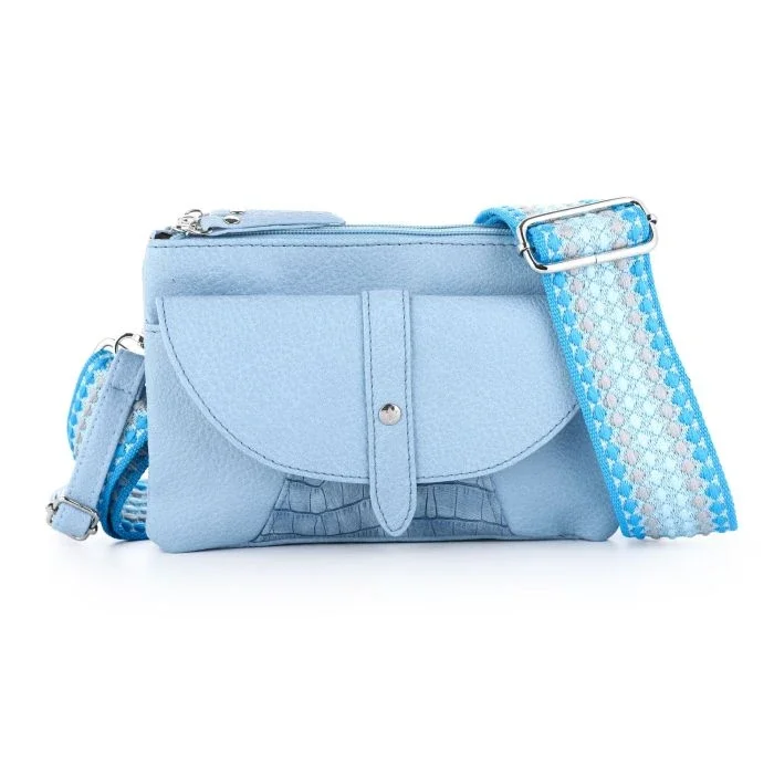Light Blue / Crossbody tas met croco detail.
