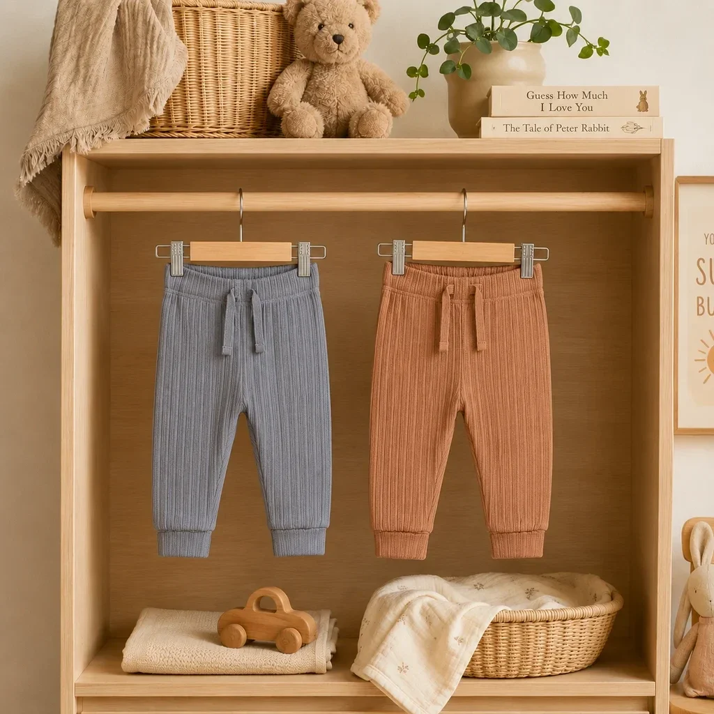 Dirkje jongens baby bio broek 2 stuks zachtblauw en bruin (Maat 50)