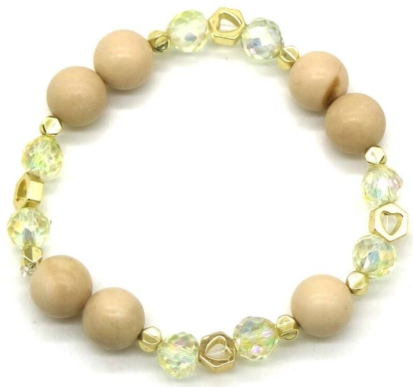 Armband Dames - Kralen - Bruin - Goudkleurig - Elastisch