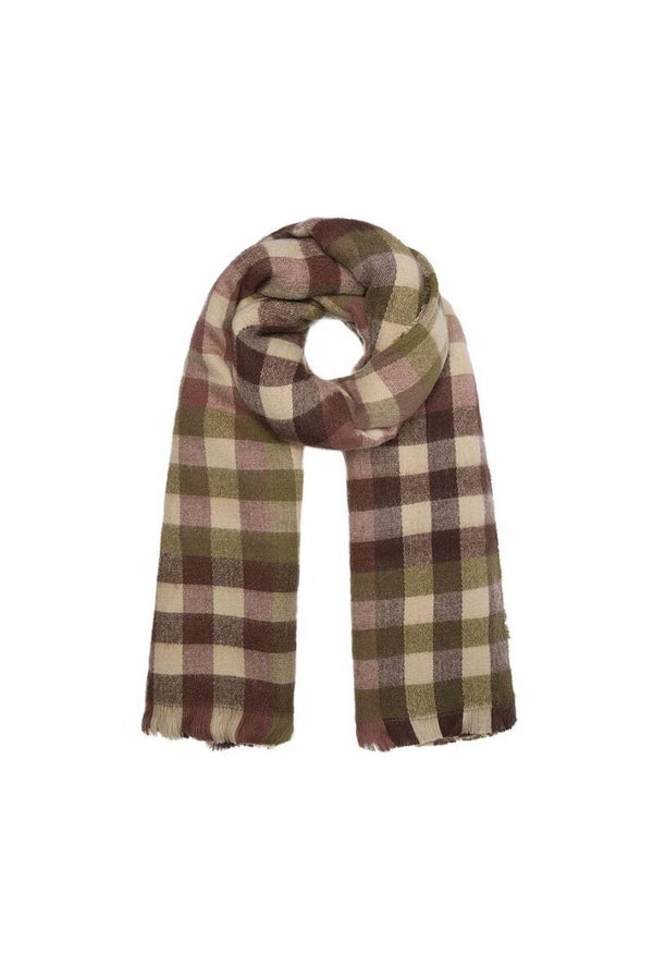 Geblokte sjaal winterkleuren Bruin