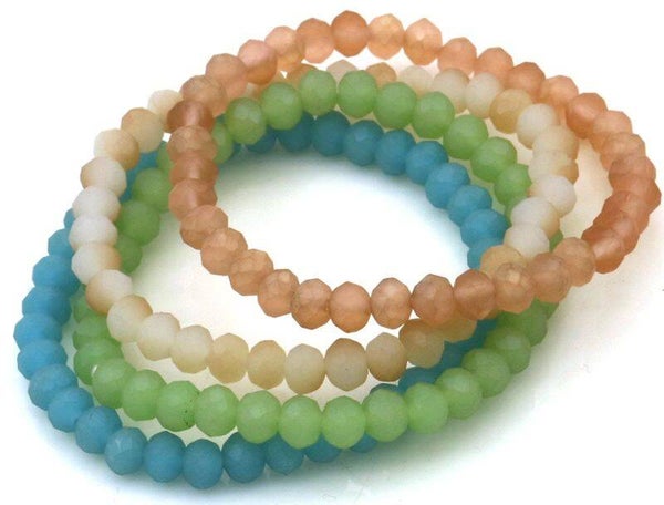 Set van 4 Matte Gefacetteerde Kralenarmbanden – Pastel Mix