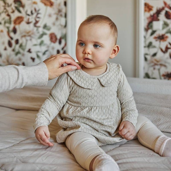 Dirkje meisjes jurk beige kraagje (Maat 86)