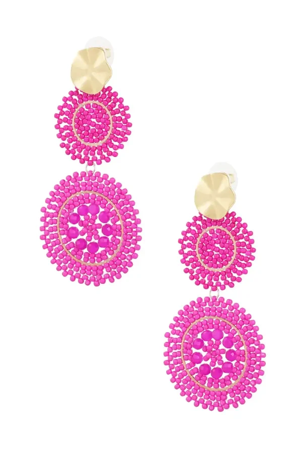 oorbellen sunflower glas fuchsia
