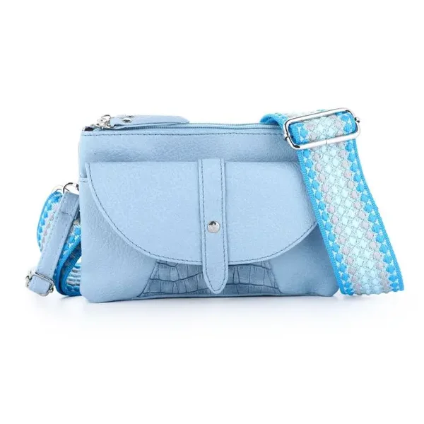 Light Blue / Crossbody tas met croco detail.