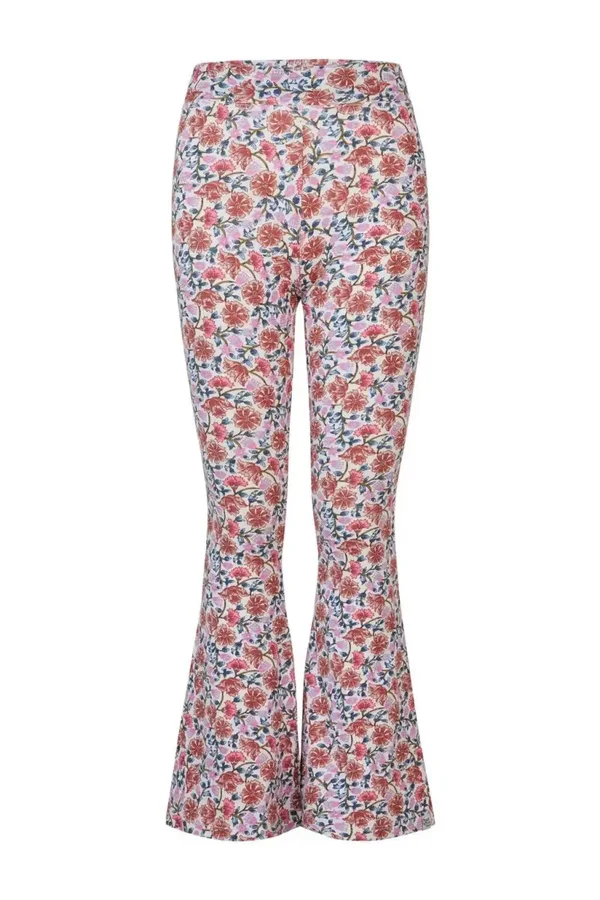 Noppies flared broek Paragould met all over print wit (Maat 98)