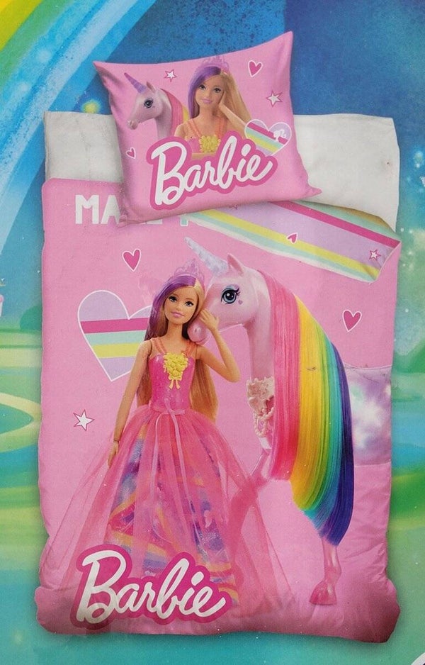 Barbie dekbedovertrek Eenhoorn - microvezel polyester - eenpersoons (140x200 + 60x70 cm)