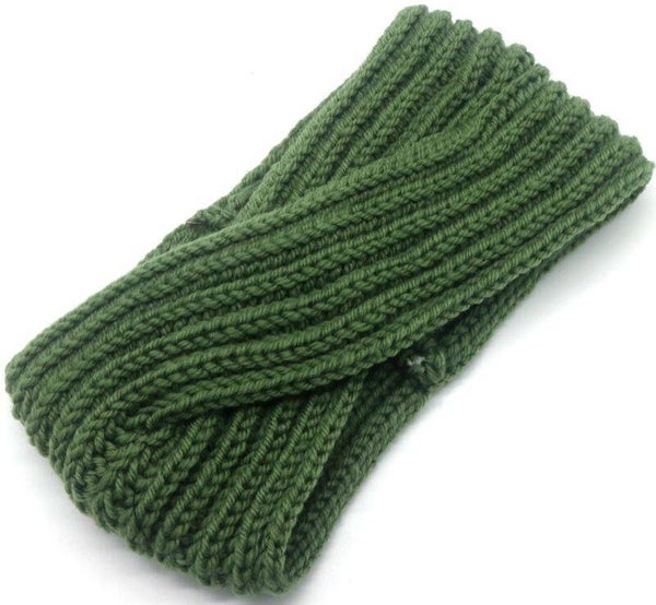Gebreide winterhoofdband groen