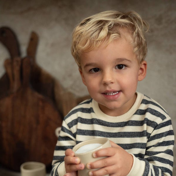 Dirkje jongens sweater off white gestreept (maat 80)