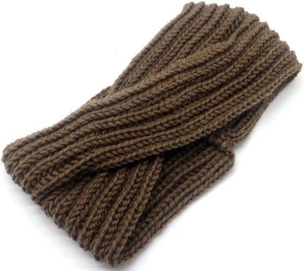 gebreide winterhoofdband bruin