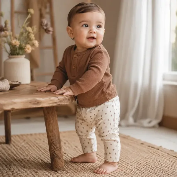 Dirkje unisex baby bio broek off white brede tailleband (Maat 62)
