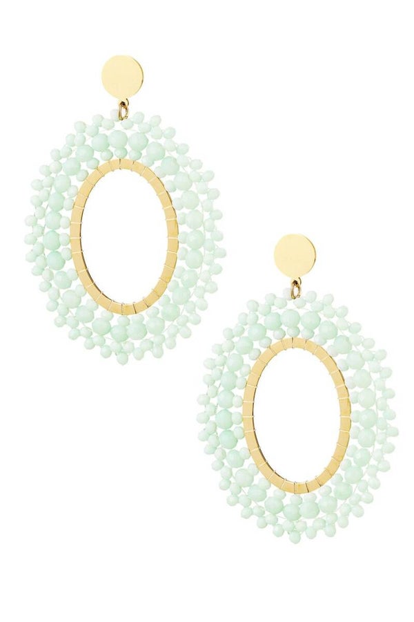 Oorbellen kralen party - mint groen