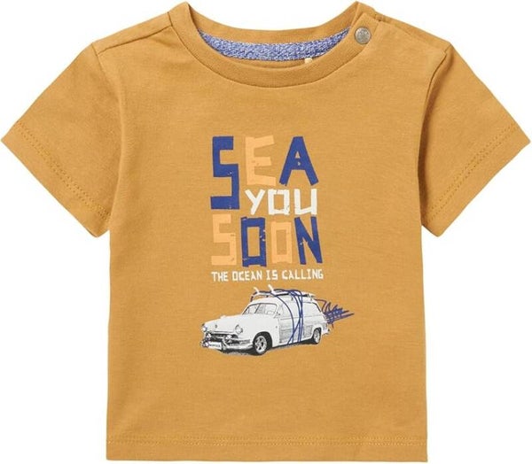 Noppies  baby T-shirt Mio met tekst camel (Maat 74)