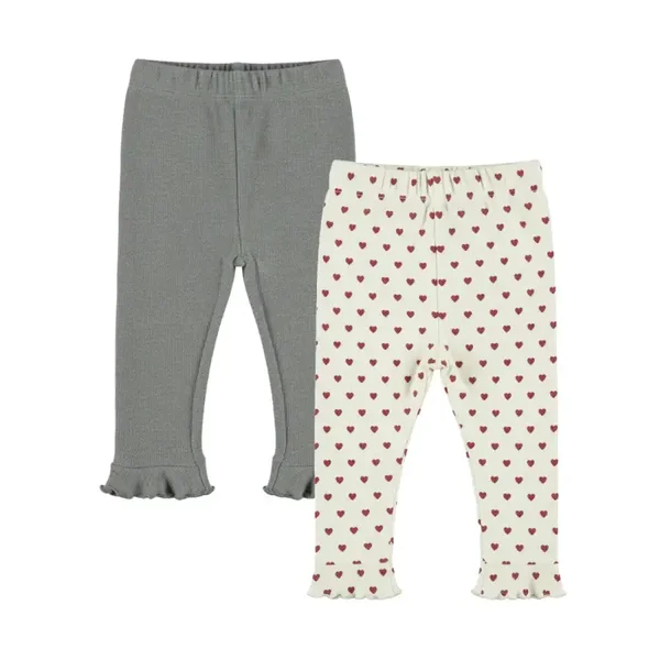 Dirkje meisjes set leggings grijs off white hartjes (maat 62)