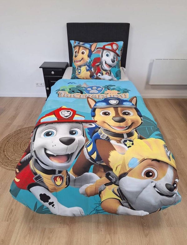 Paw Patrol dekbedovertrek Tricerapups - microvezel - eenpersoons - 140x200 cm - 60x70 cm kussensloop