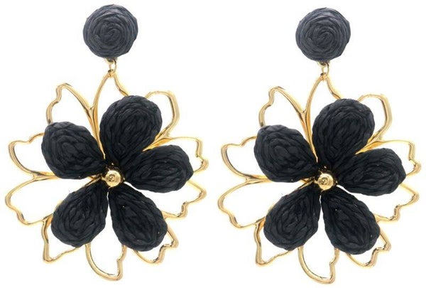 Oorbellen bloem - Zwart