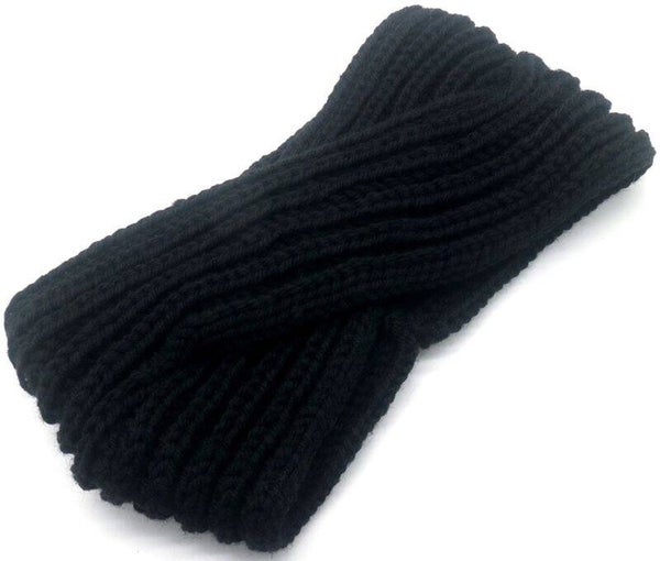 Gebreide winterhoofband zwart