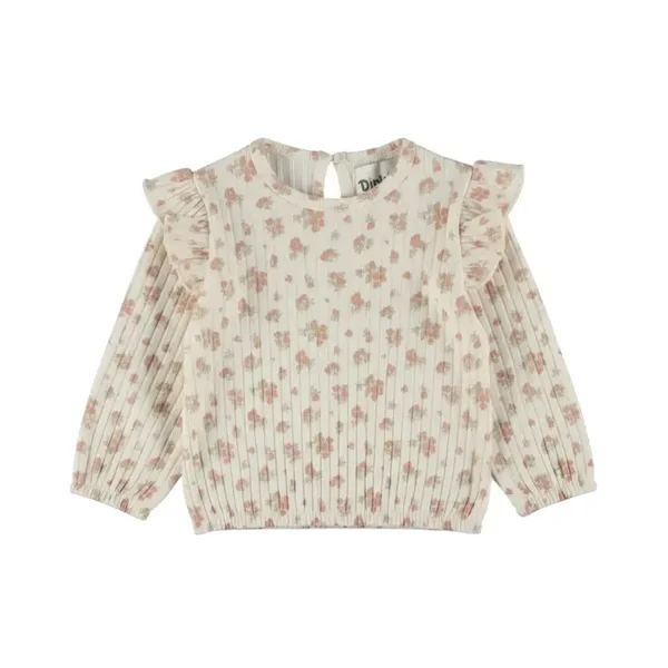 Dirkje meisjes longsleeve wit bloemetjes ruffles (maat 56)
