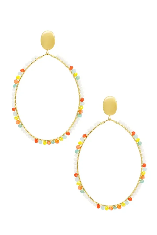oorbellen ovale hanger groot met kralen Multi