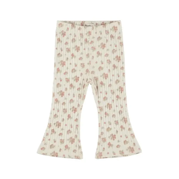 Dirkje meisjes flared broek off white bloemetjes (Maat 62)