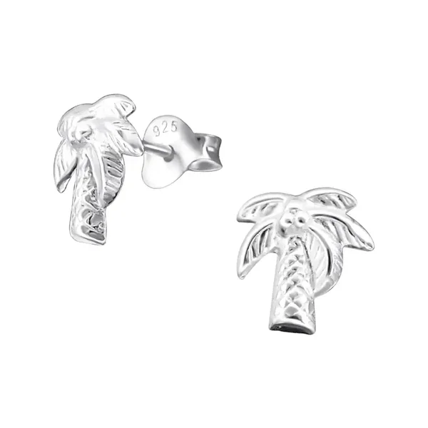 Zilveren Palmboom Oorknopjes