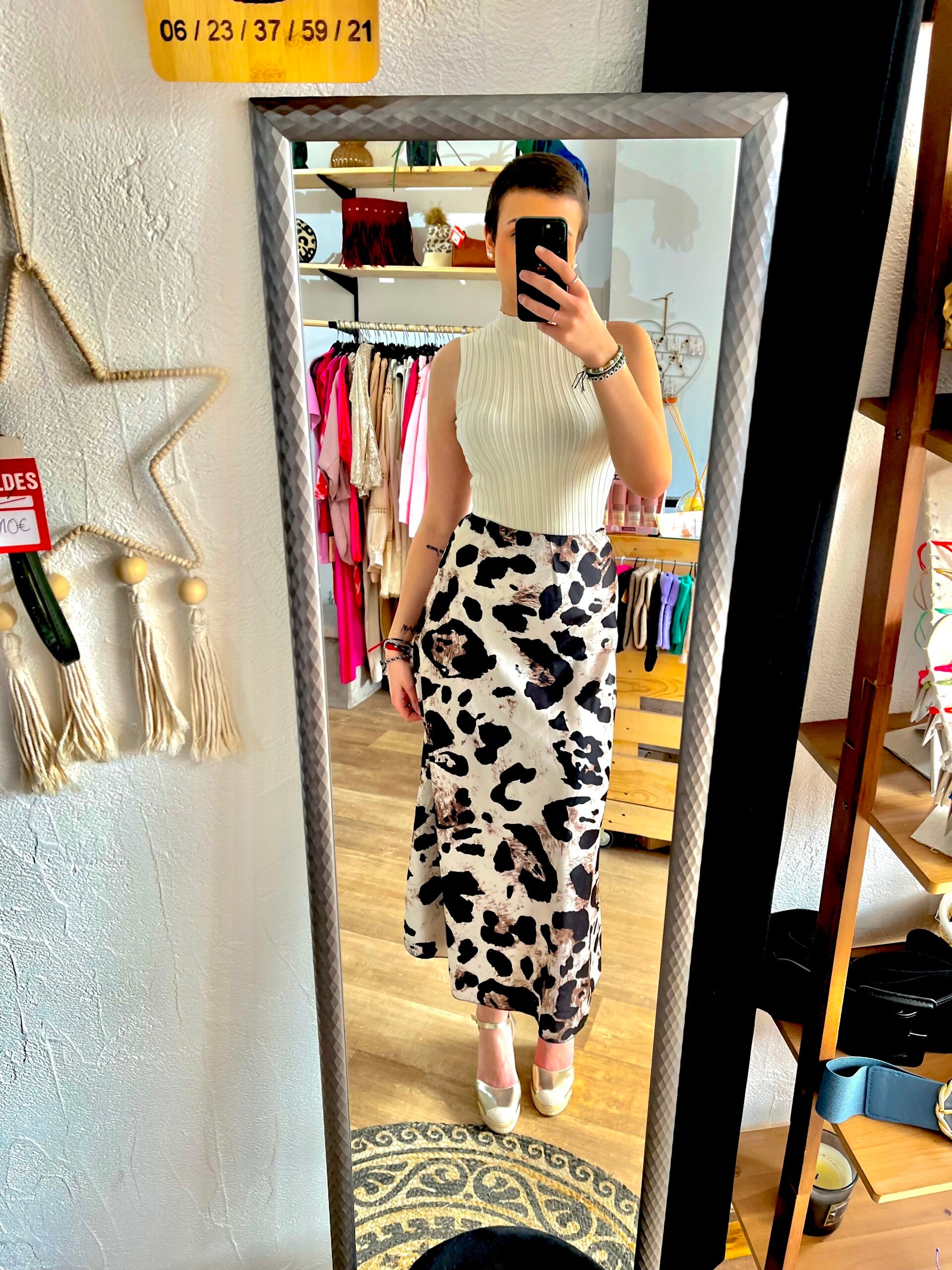 Jupe satine léopard