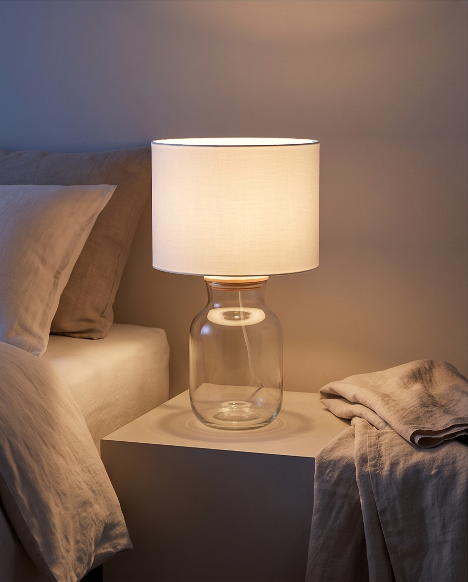 Elohim - Lampe à poser vase verre transparent et abat-jour Elohim