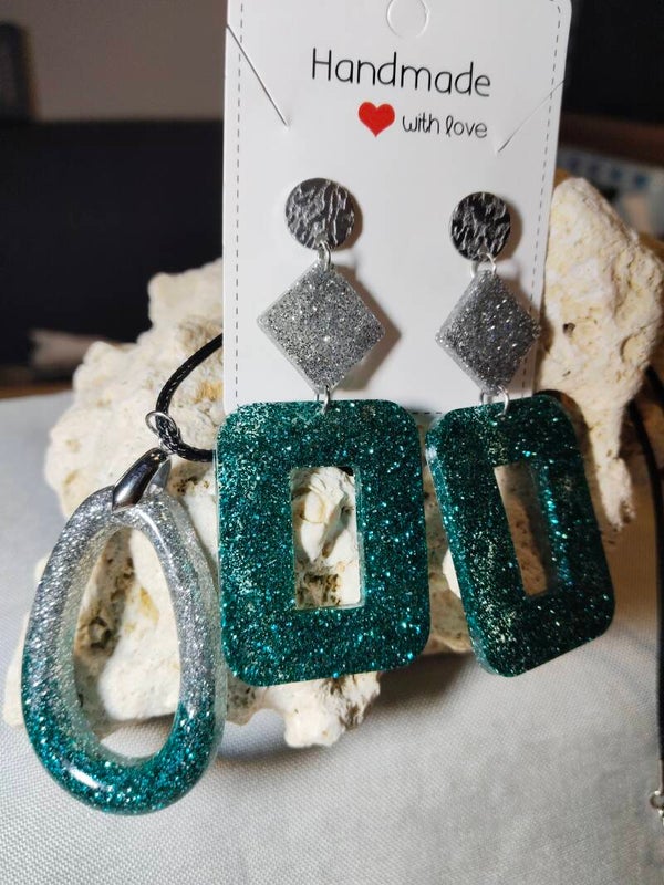 Handgemachtes Schmuckset "Evergreen-Glamour"