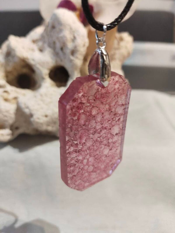 Harz-Anhänger rosa/transparent "Sektperle"