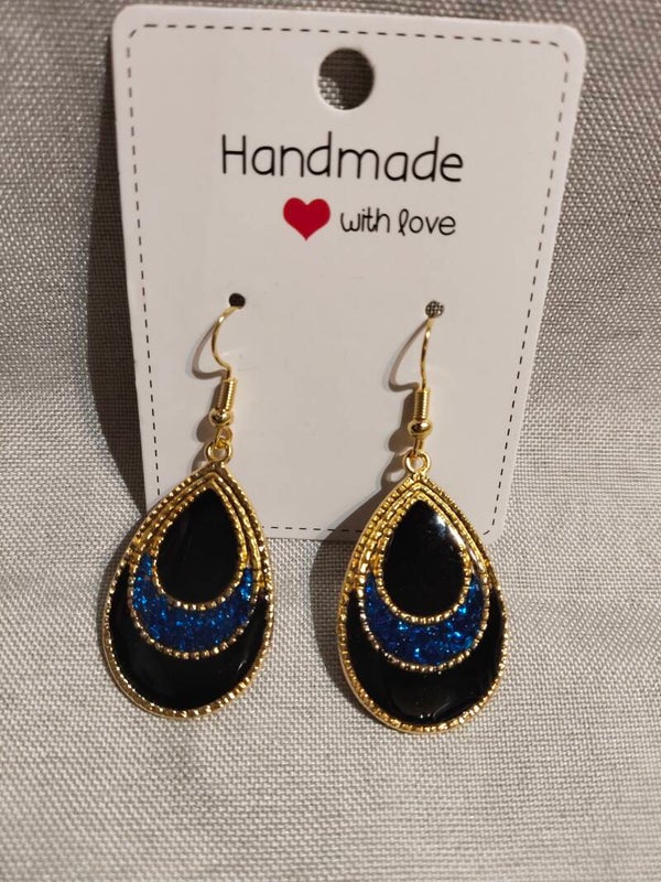Elegante Hängeohrringe "Deep Blue Onyx"
