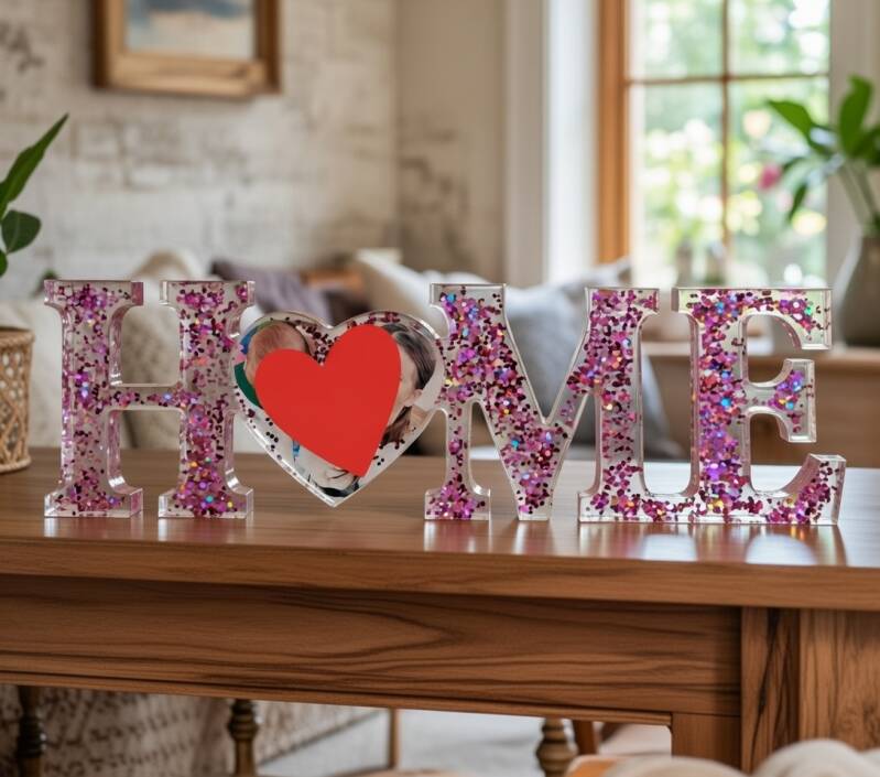 Deko "Home" mit Kinderfotos 