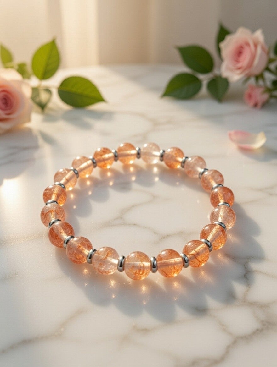 Sonnenleuchten: Glasperlen-Armband in Apricot