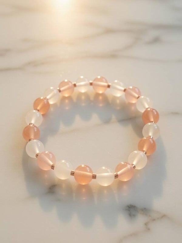 Pfirsich-Zartheit: Handgefertigtes Glasperlen-Armband