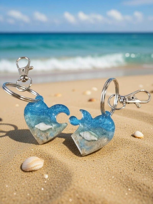 „Meeresrauschen“: Maritimes Herz-Puzzle-Set aus Resin
