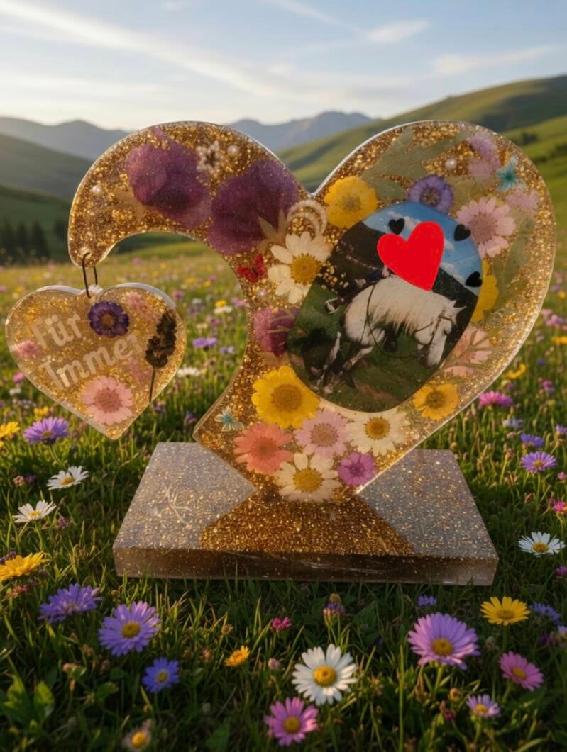 Herz mit Blumen und Foto 