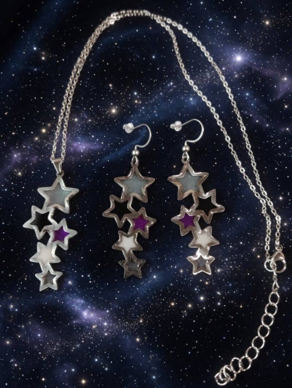 Sternenstaub-Magie: Galaktisches Schmuckset in Pastell & Violett