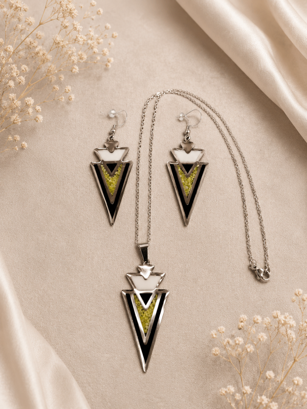 Geometric Nature: Modernes Boho-Schmuckset aus Harz & Edelstahl