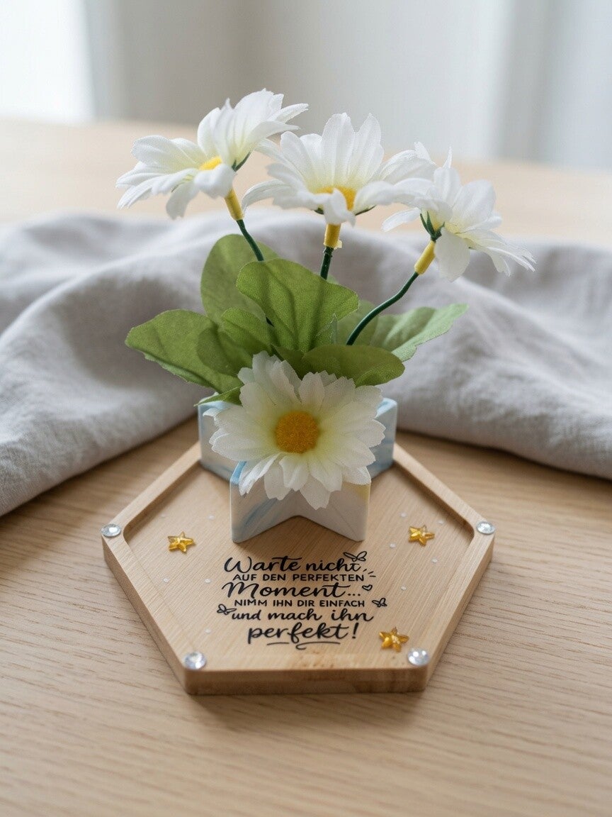 Keraflott Deko-Set „Perfekter Moment“ mit Holztablett