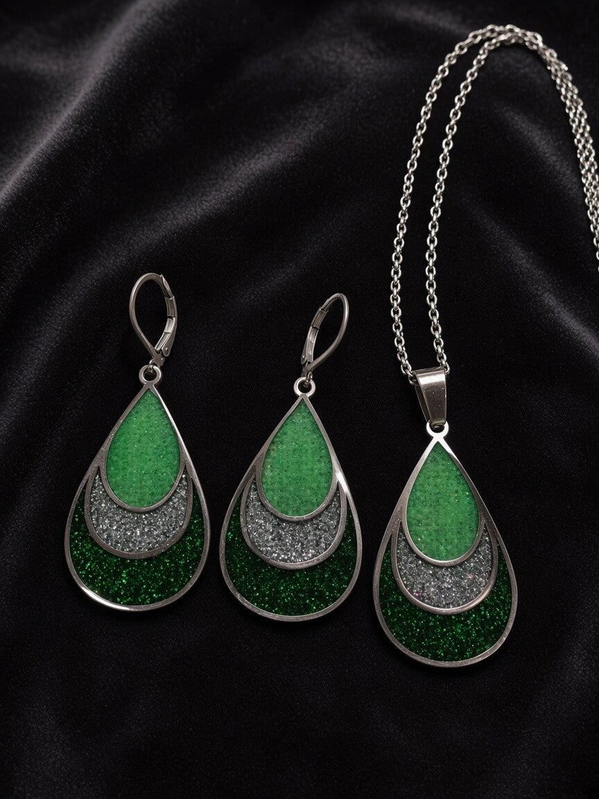 Forest Glow – Dreistufiges Tropfen-Set mit funkelndem Resin