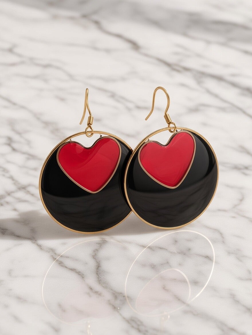 Herztanz – Elegante Statement-Ohrringe in Schwarz & Rot