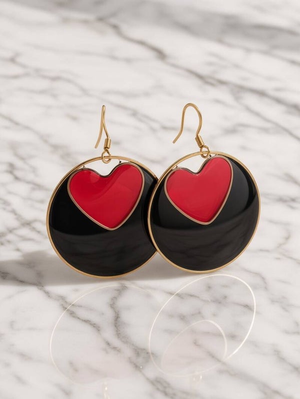 Herztanz – Elegante Statement-Ohrringe in Schwarz & Rot