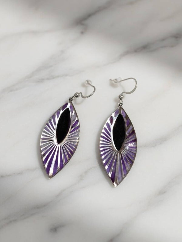 Art Déco Eleganz: Ohrhänger „Deep Purple“ aus Edelstahl & Harz
