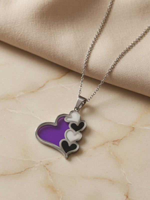 Edelstahl-Halskette „Sweet Hearts“ mit farbenfrohem Harz