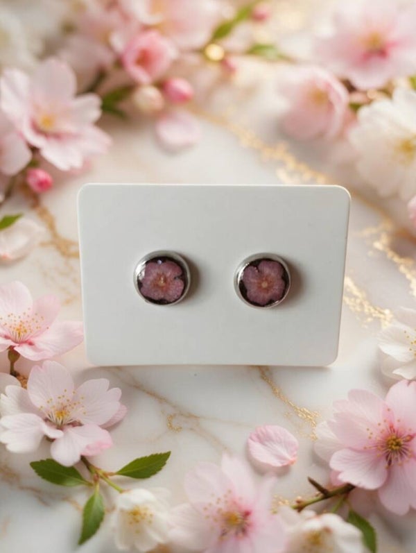 Rosa Kirschblütentraum – Kinder-Ohrstecker aus Edelstahl mit Blüte (6mm)