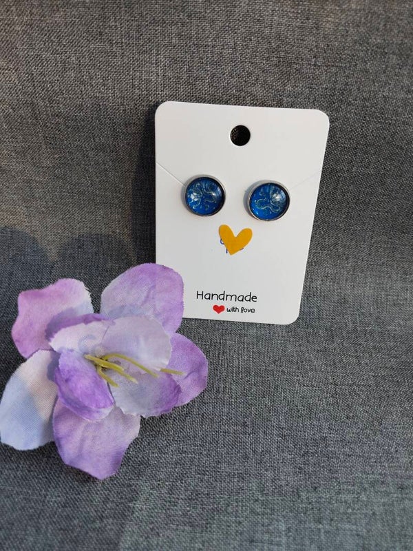 Ohrstecker 12mm in verschiedenen Blautönen/Motiven