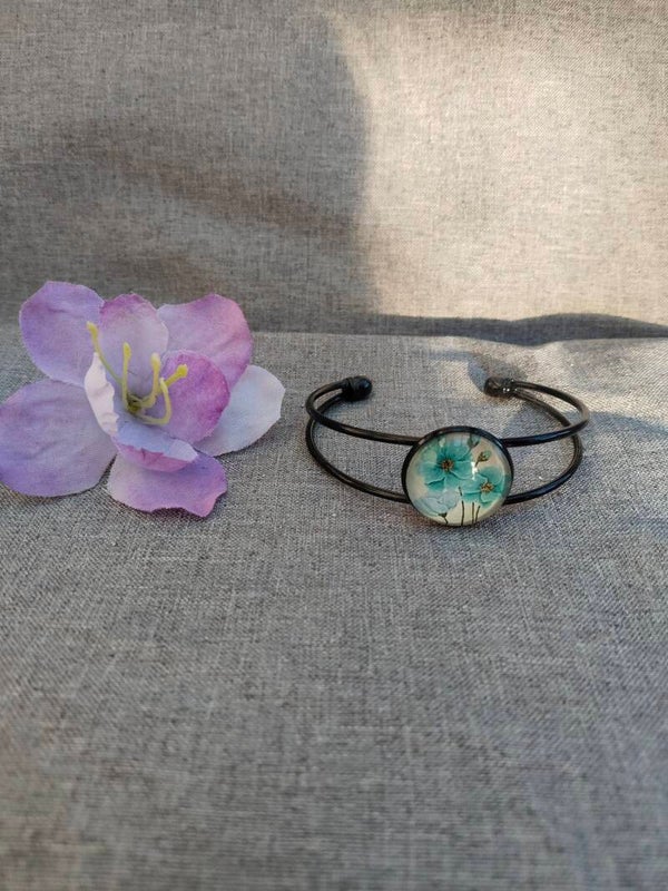 Armreif blaue Blumen